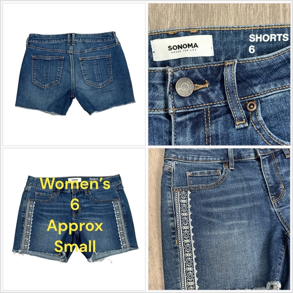 Women's Sonoma 6 Small Shorts Jeans Denim Navy Blue Cut Offs Hem Stretch